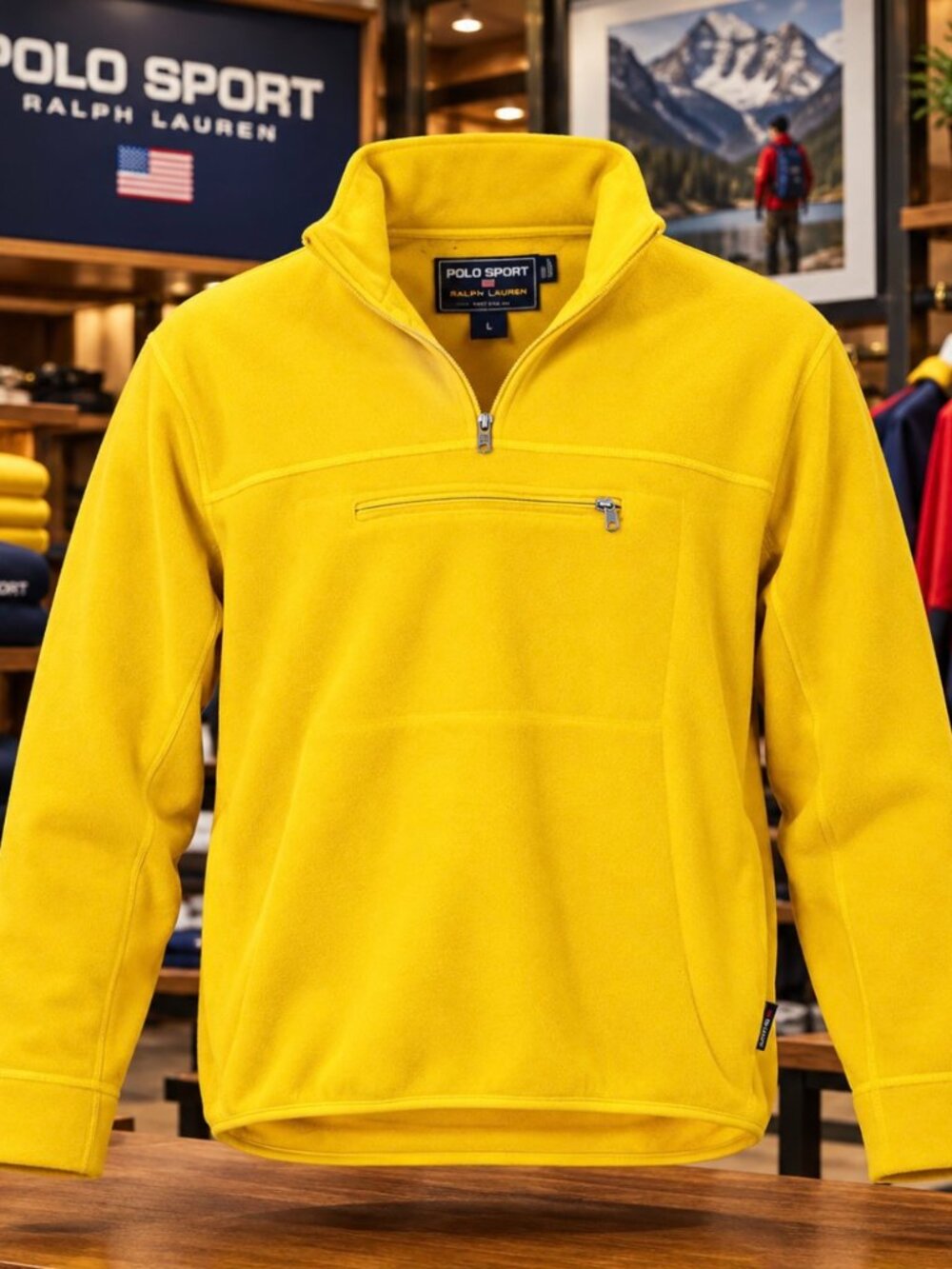 Vintage/Y2K Polo Sport Ralph Lauren Yellow Quarter-Zip Fleece Pullover XL